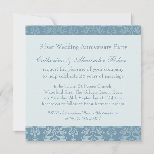 25周年シルバーウェディングアニバーサリー パーティー招待状 招待状 (裏面)