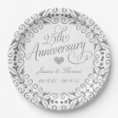 25周年シルバーウェディングアニバーサリー ペーパープレート (正面)
