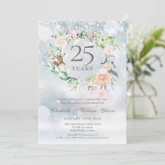 25周年シルバーウエディングのアニバーサリー 招待状 (スタンド正面)