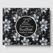 25周年シルバーグリッター花モチーフ結婚記念日 ゲストブック (正面)