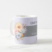 25周年シルバー記念の花の名前紫 コーヒーマグカップ (正面左)