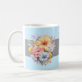 25周年シルバー記念の花の名前 青 コーヒーマグカップ (左)