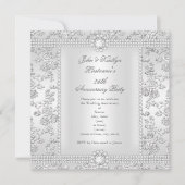 25周年ダイヤモンドローズダマスクシルバー ホワイト 招待状 (正面)