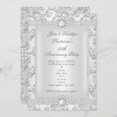 25周年ダイヤモンドローズダマスクシルバー ロング 招待状 (正面/裏面)
