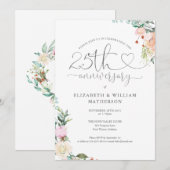 25周年ハートスクリプト フラワーモノグラム 招待状 (正面/裏面)