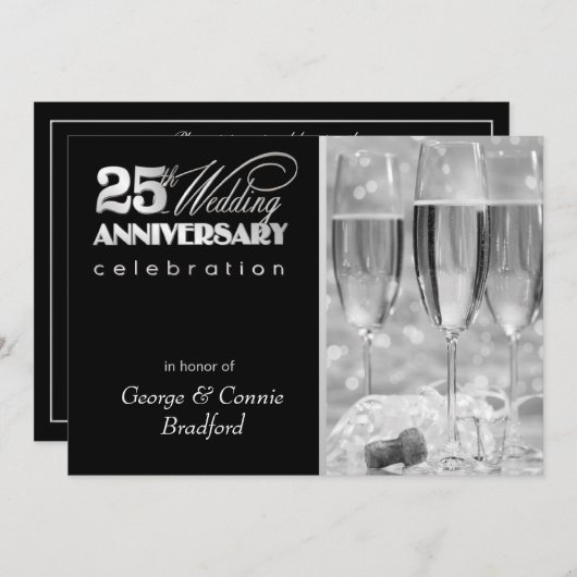 25周年パーティの招待状パーソナライズされた- 招待状 (正面/裏面)