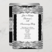 25周年パーティーダマスクダイヤモンドシルバー ブラック 招待状 (正面/裏面)