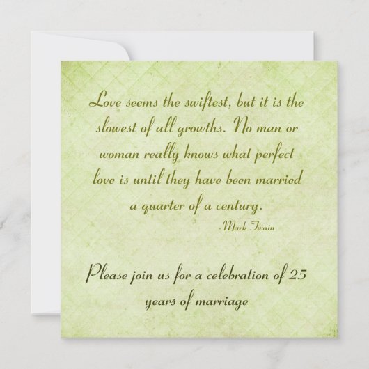 25周年パーティーマークトウェイン引用文 招待状 (正面)