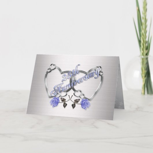 25周年パーティー招待状 シルバーハート サンキューカード (正面)