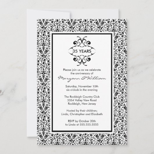 25周年パーティー招待状 ブラック＆ホワイト 招待状 (正面)