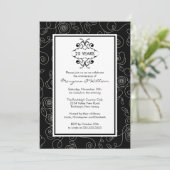 25周年パーティー招待状 ブラック＆ホワイト 招待状 (スタンド正面)