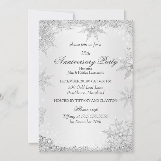 25周年パーティー シルバー ウィンター ワンダーランド 招待状 (正面)