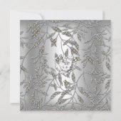 25周年パーティー ダマスク グレー 招待状 (裏面)