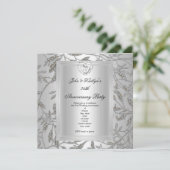 25周年パーティー ダマスク シルバー グレー2 招待状 (スタンド正面)