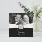 25周年パーティー-ポケットフェイクスタイル-正方形 招待状 (スタンド正面)