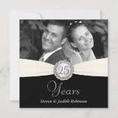 25周年パーティー-ポケットフェイクスタイル-正方形 招待状 (正面)