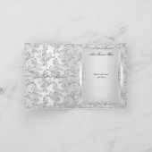 25周年パーティー ローズ ダマスク シルバー ホワイト 2 招待状 (内部)