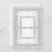 25周年パーティー ローズ ダマスク シルバー ホワイト 2 招待状 (裏面)