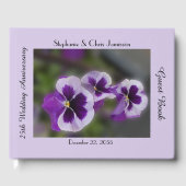 25周年パーティー、名前、紫の花 ゲストブック (正面)