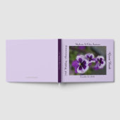 25周年パーティー、名前、紫の花 ゲストブック (全面)