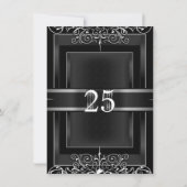 25周年パーティー 黒板 シルバー 花模様 3 招待状 (裏面)