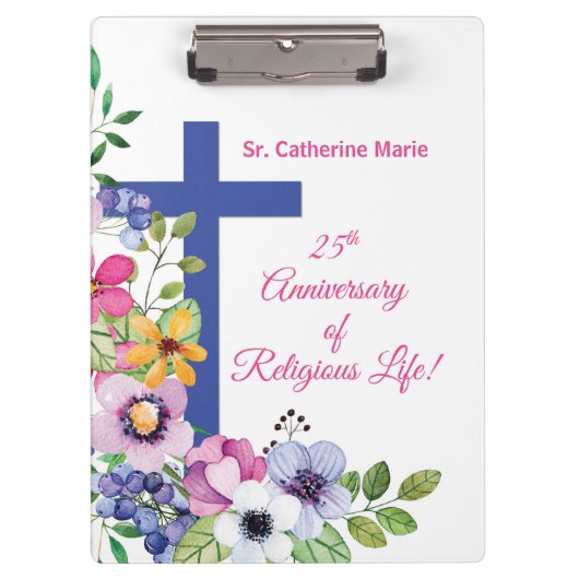 25周年修道院宗教生活をパーソナライズ クリップボード (正面)