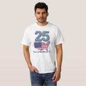 25周年愛国者デー 9/11 復興の年数 Tシャツ (正面フル)