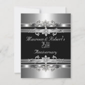 25周年招待状 エレガント ブラック シルバー 招待状 (正面)