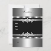 25周年招待状 エレガント ブラック シルバー 招待状 (裏面)