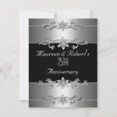 25周年招待状 エレガント ブラック シルバー 3 招待状 (正面)