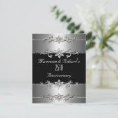 25周年招待状 エレガント ブラック シルバー 3 招待状 (スタンド正面)