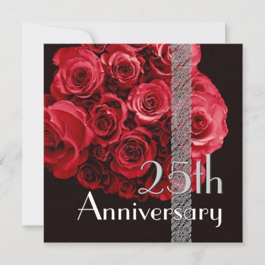 25周年招待状 赤いバラ 招待状 (正面)