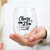 25周年結婚お祝い ステムなしワイングラス