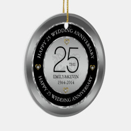 25周年結婚とシルバーデザイン セラミックオーナメント