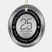 25周年結婚とシルバーデザイン セラミックオーナメント (左)