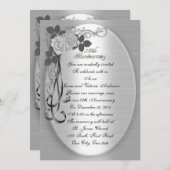 25周年結婚の誓いを更新ホワイトローズ 招待状 (正面/裏面)