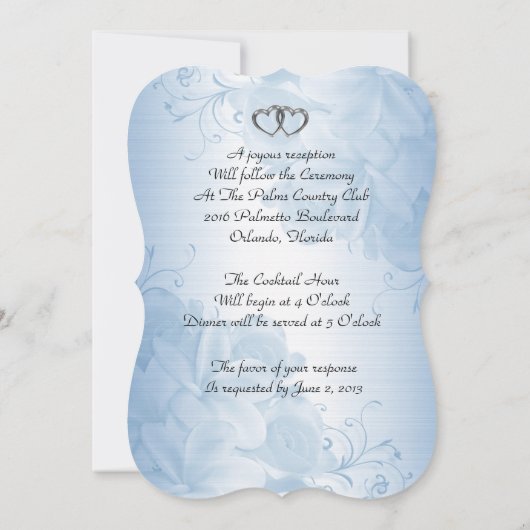 25周年結婚の誓いブルーサテン 招待状 (裏面)