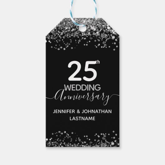 25周年結婚グリッター ギフトタグ (正面)