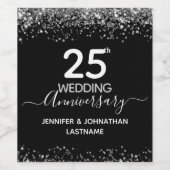 25周年結婚グリッター ワインラベル (シングルラベル)