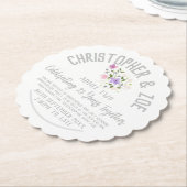 25周年結婚パーティの招待状 ペーパーコースター (アングル)
