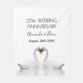 25周年結婚白鳥の恋 フリースブランケット (正面)