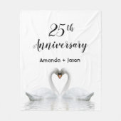 25周年結婚白鳥の恋 フリースブランケット (正面)