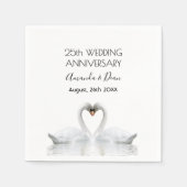 25周年結婚白鳥カップル スタンダードカクテルナプキン (正面)