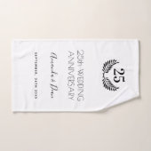 25周年結婚白黒リース バスタオルセット (ハンドタオル)