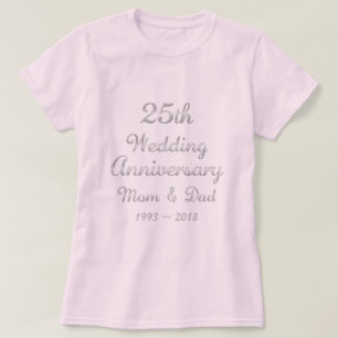 25周年結婚親シルバータイポグラフィ Tシャツ