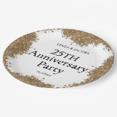 25周年結婚記念ゴールドラメ ペーパープレート (アングル)
