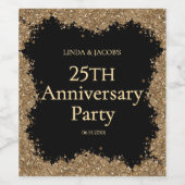 25周年結婚記念ゴールドラメ ワインラベル (シングルラベル)