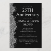 25周年結婚記念シルバーのラメ 招待状 (正面)