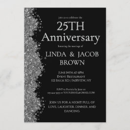 25周年結婚記念シルバーのラメ 招待状