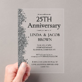25周年結婚記念シルバーグリッター アクリル招待状